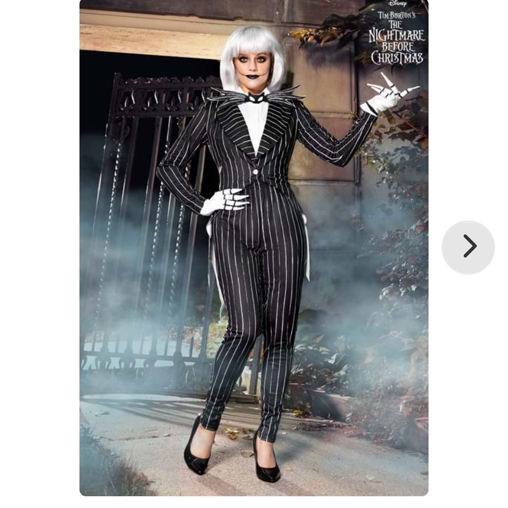 Women's Black and White Striped Jack Skeltington Costume